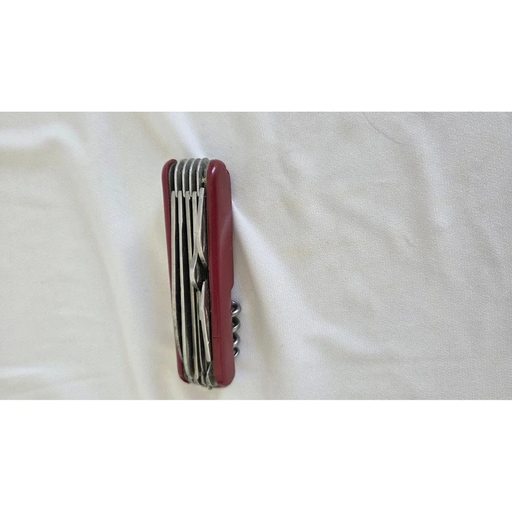 Vintage Multi Tool Pocket Knife Red Stainless Steel 11 Function Foldin Knife